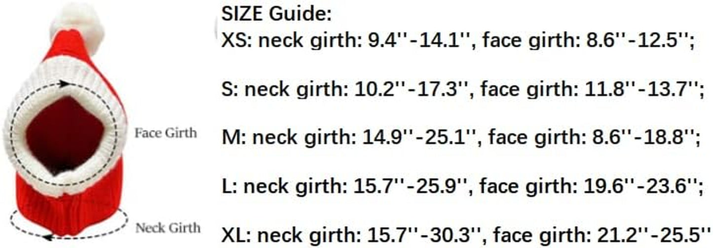 Funny Winter Dog Beanies Cap with Pompon Crocheted Snood Adorable Dog Hat Red Warm Winter Dog Hat Knit Snood Headband Protector for Pets & Women & Man (X-Small)