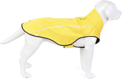 | Dog Raincoat | Adjustable Water Proof Pet Clothes | Lightweight Rain Jacket with Reflective Strip | Easy Step in Closure, Lime Yellow, Large