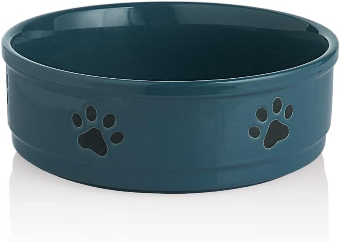 Ceramic Dog Bowls with Bone Pattern, Dog Food Dish for Large Dogs, Porcelain Pet Bowl for Water 70 Fl Oz (Gray)