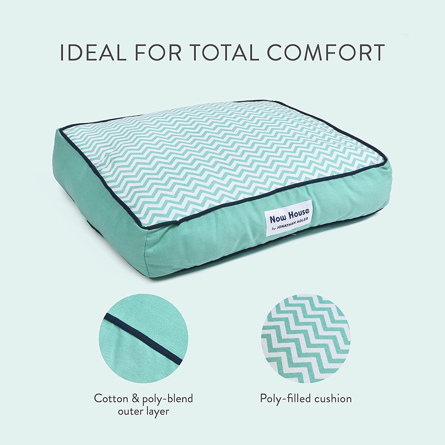 Now House for Pets by Jonathan Adler Teal Chevron Cushion Dog Bed, Medium Medium Dog Bed Washable Dog Bed for Medium Dogs by  (FF15503)