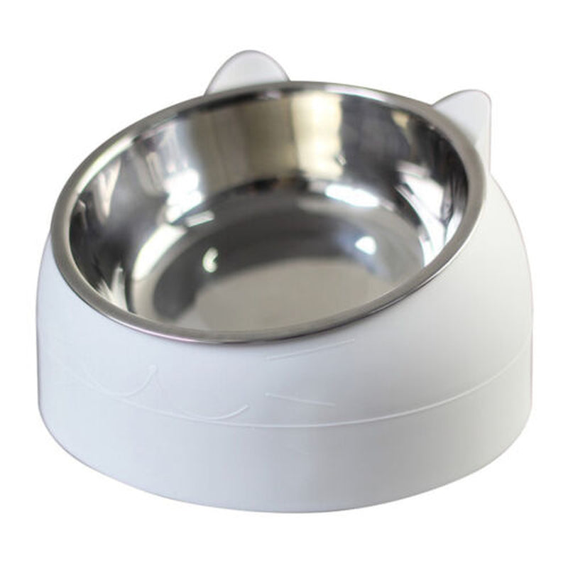 Cat Bowl Stainless Steel Tilted Raised Pet Food Feeder Slant Dish 200Ml