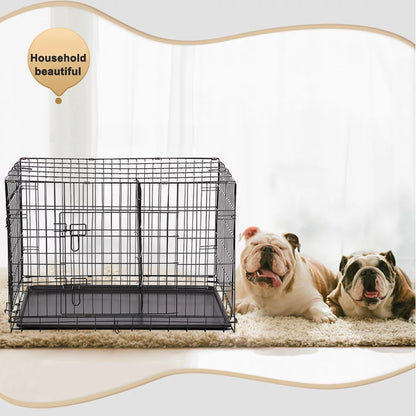 Double-Door Metal Dog Crate with Divider and Tray, X-Large, 48"L