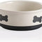 Ceramic Dog Bowls with Bone Pattern, Dog Food Dish for Large Dogs, Porcelain Pet Bowl for Water 70 Fl Oz (Gray)