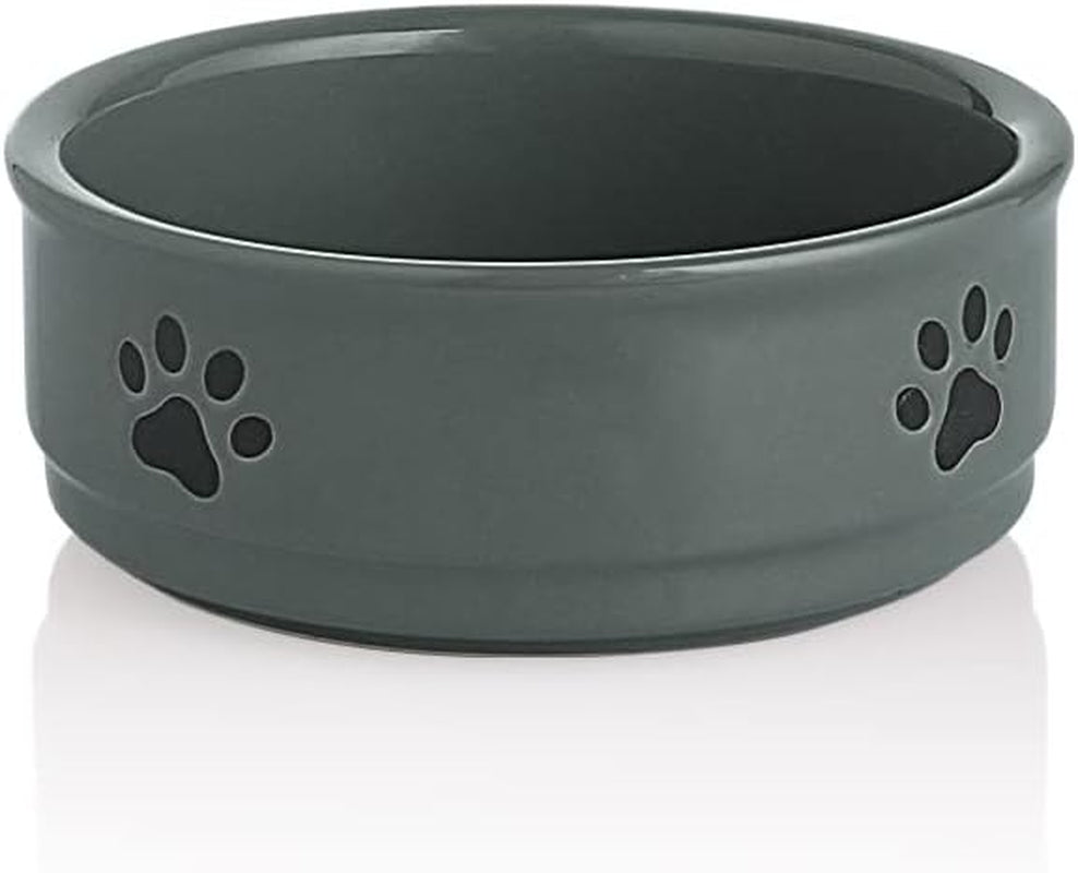 Ceramic Dog Bowls with Bone Pattern, Dog Food Dish for Large Dogs, Porcelain Pet Bowl for Water 70 Fl Oz (Gray)