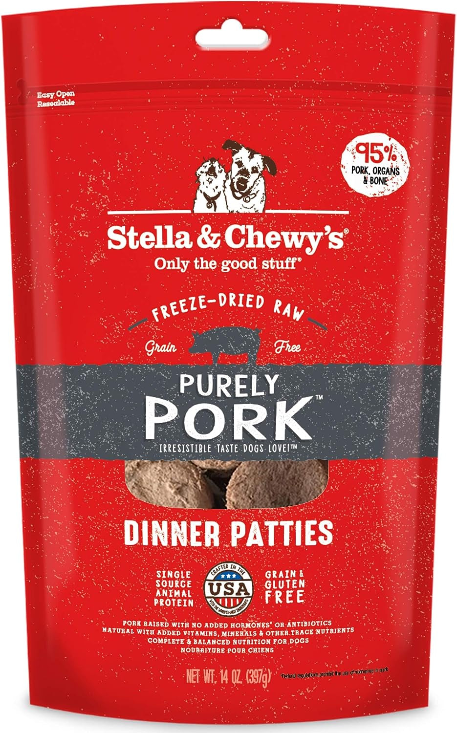 Freeze Dried Raw Dinner Patties – Grain Free Dog Food, Protein Rich Stella’S Super Beef Recipe – 14 Oz Bag