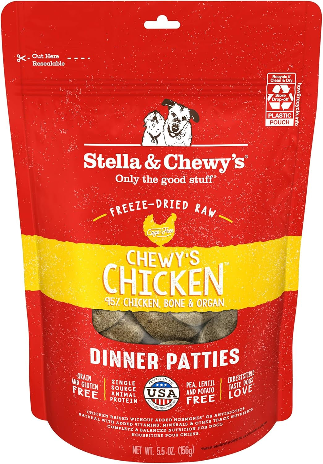 Freeze Dried Raw Dinner Patties – Grain Free Dog Food, Protein Rich Stella’S Super Beef Recipe – 14 Oz Bag