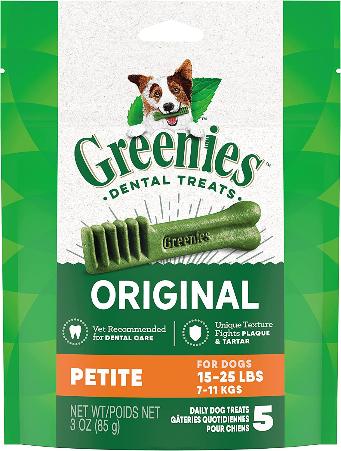 Original Petite Natural Dental Care Dog Treats, 36 Oz. Pack (60 Treats)