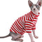 Sphynx Hairless Cat Red Stripe Breathable Summer Cotton T-Shirts Pet Clothes,Round Collar Vest Kitten Shirts Sleeveless, Cats & Small Dogs Apparel (XL (8.8-11 Lbs), Red Stripes)