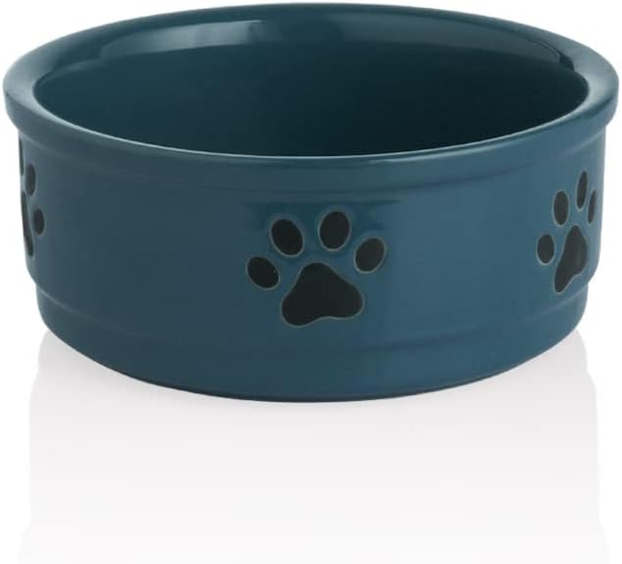 Ceramic Dog Bowls with Bone Pattern, Dog Food Dish for Large Dogs, Porcelain Pet Bowl for Water 70 Fl Oz (Gray)