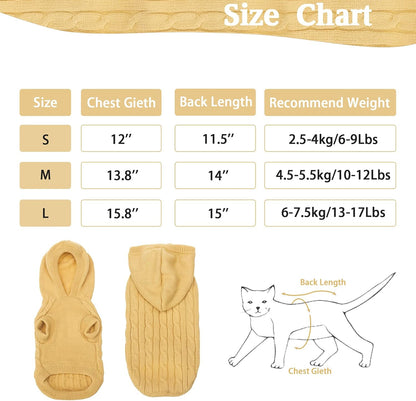 Winter Dog or Cat Sweater Coat - Soft Cold Weather Clothes Knitwear for Kitties & Small Dogs Indoor Outdoor Walking Warm, Knitted Classic for Doggies Kitties Girls Boys, Cream M