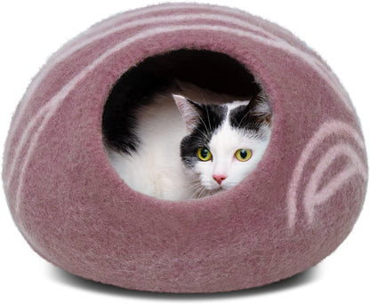 Cat Cave – Premium Felt Cat Bed for Indoor Cats, Handmade 100% Merino Wool (Light Shades) (Medium, Aquamarine)