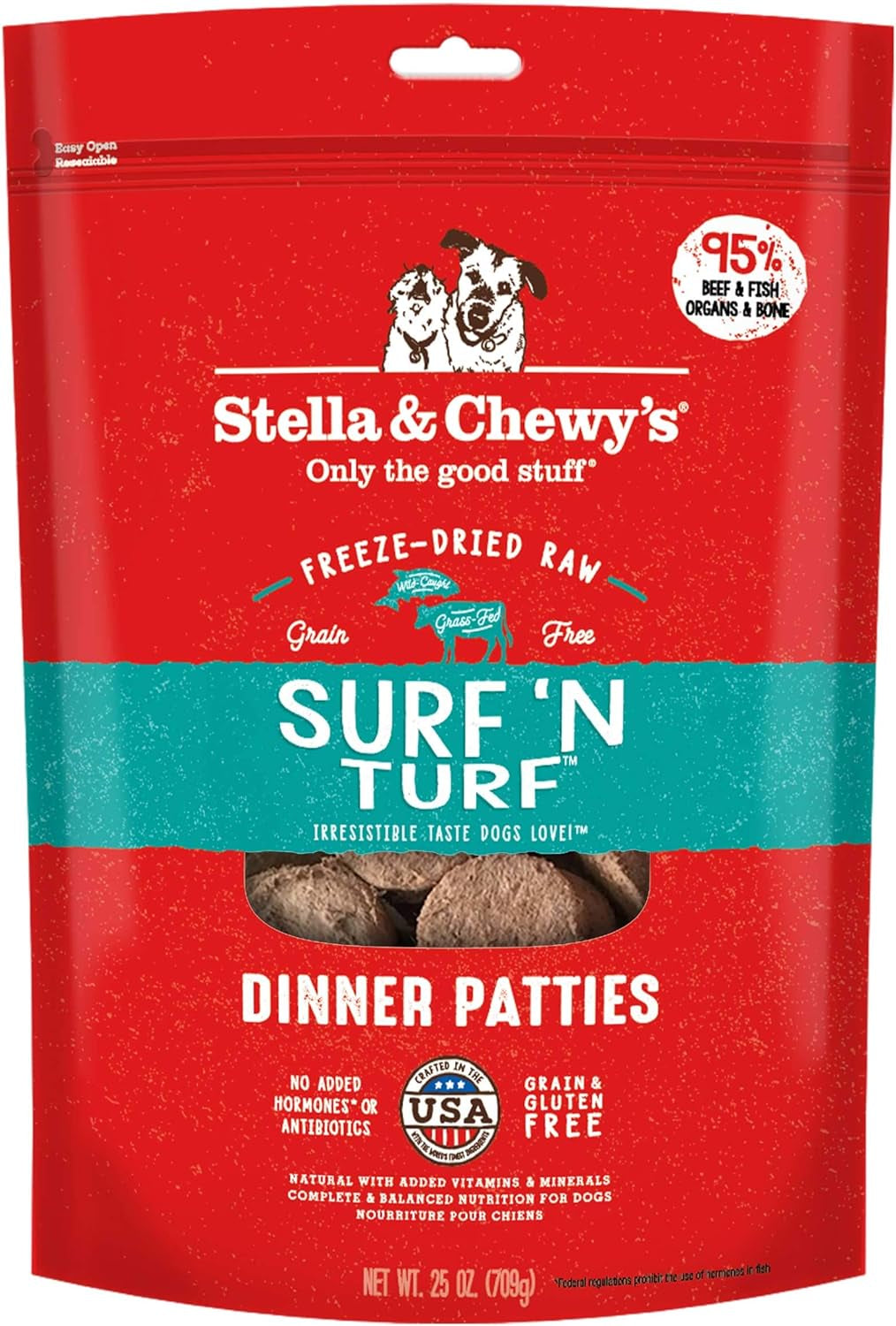 Freeze Dried Raw Dinner Patties – Grain Free Dog Food, Protein Rich Stella’S Super Beef Recipe – 14 Oz Bag