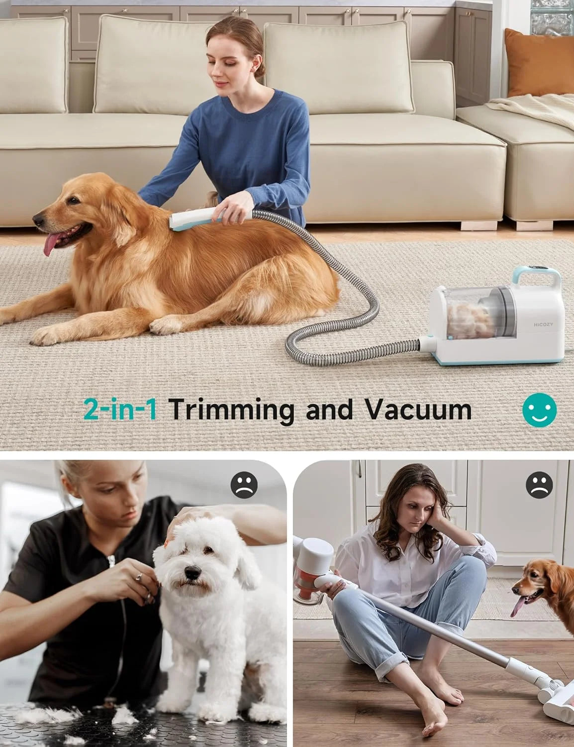 Pet Grooming Kit, Dog Clippers Tools Grooming Vacuum, Dog Hair Vacuum Suction,