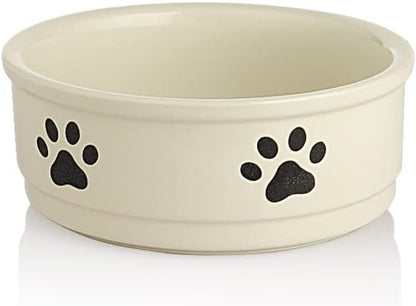 Ceramic Dog Bowls with Bone Pattern, Dog Food Dish for Large Dogs, Porcelain Pet Bowl for Water 70 Fl Oz (Gray)