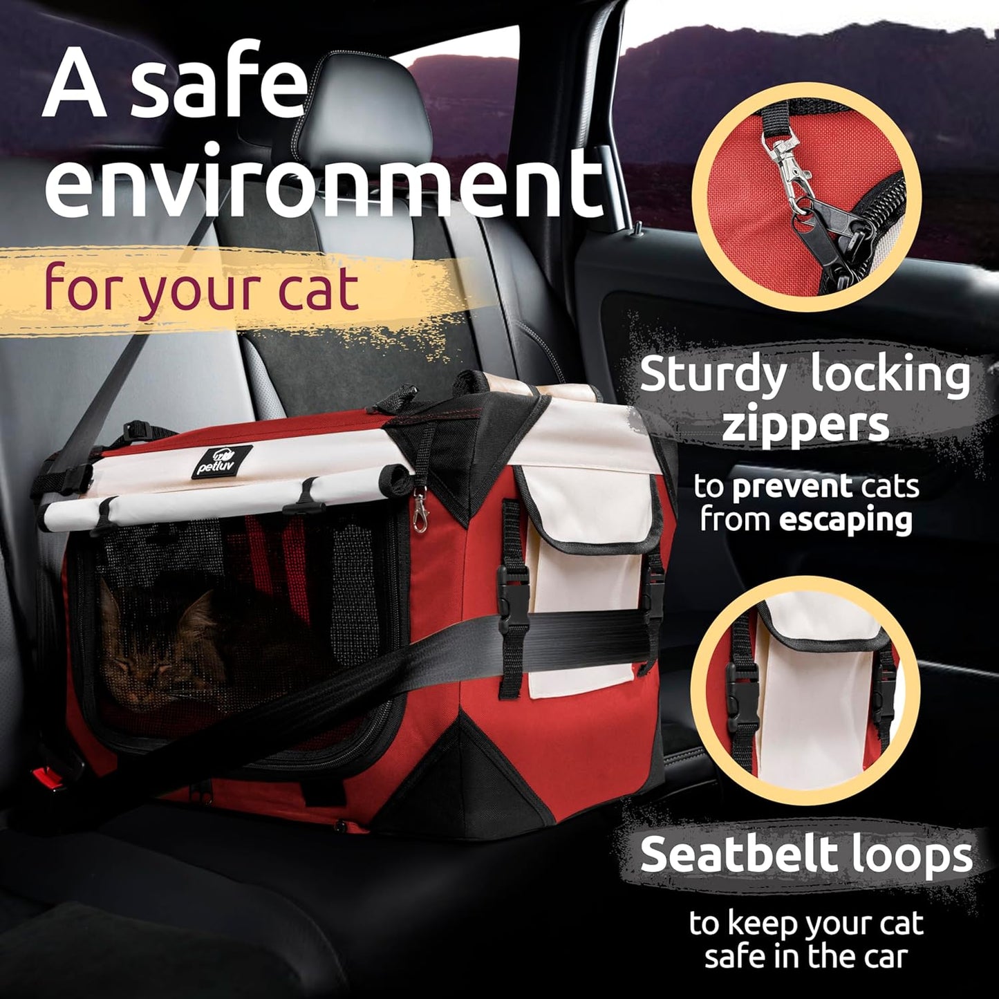 Large Cat Carrier & Dog Carrier for 2 Cats or Medium Dog. Soft Sided Pet Carrier for Travel. Collapsible, Portable Cat Bag with Soft Bed, Top & Side Loading, Locking Zippers, Puppy Crate & Cat Kennel