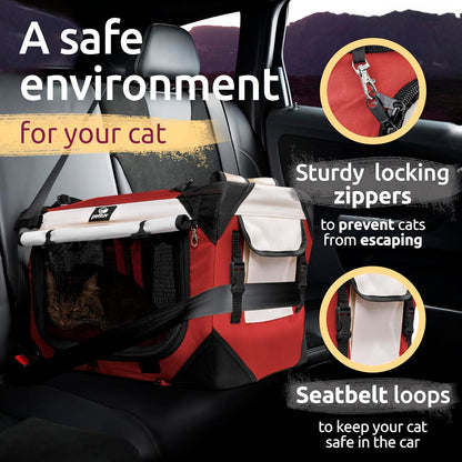 Large Cat Carrier & Dog Carrier for 2 Cats or Medium Dog. Soft Sided Pet Carrier for Travel. Collapsible, Portable Cat Bag with Soft Bed, Top & Side Loading, Locking Zippers, Puppy Crate & Cat Kennel