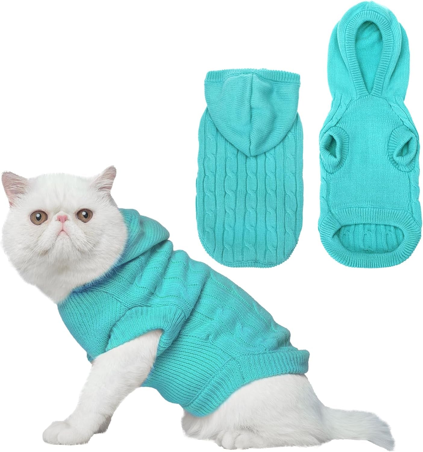 Winter Dog or Cat Sweater Coat - Soft Cold Weather Clothes Knitwear for Kitties & Small Dogs Indoor Outdoor Walking Warm, Knitted Classic for Doggies Kitties Girls Boys, Cream M