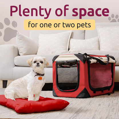 Large Cat Carrier & Dog Carrier for 2 Cats or Medium Dog. Soft Sided Pet Carrier for Travel. Collapsible, Portable Cat Bag with Soft Bed, Top & Side Loading, Locking Zippers, Puppy Crate & Cat Kennel