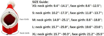 Funny Winter Dog Beanies Cap with Pompon Crocheted Snood Adorable Dog Hat Red Warm Winter Dog Hat Knit Snood Headband Protector for Pets & Women & Man (X-Small)