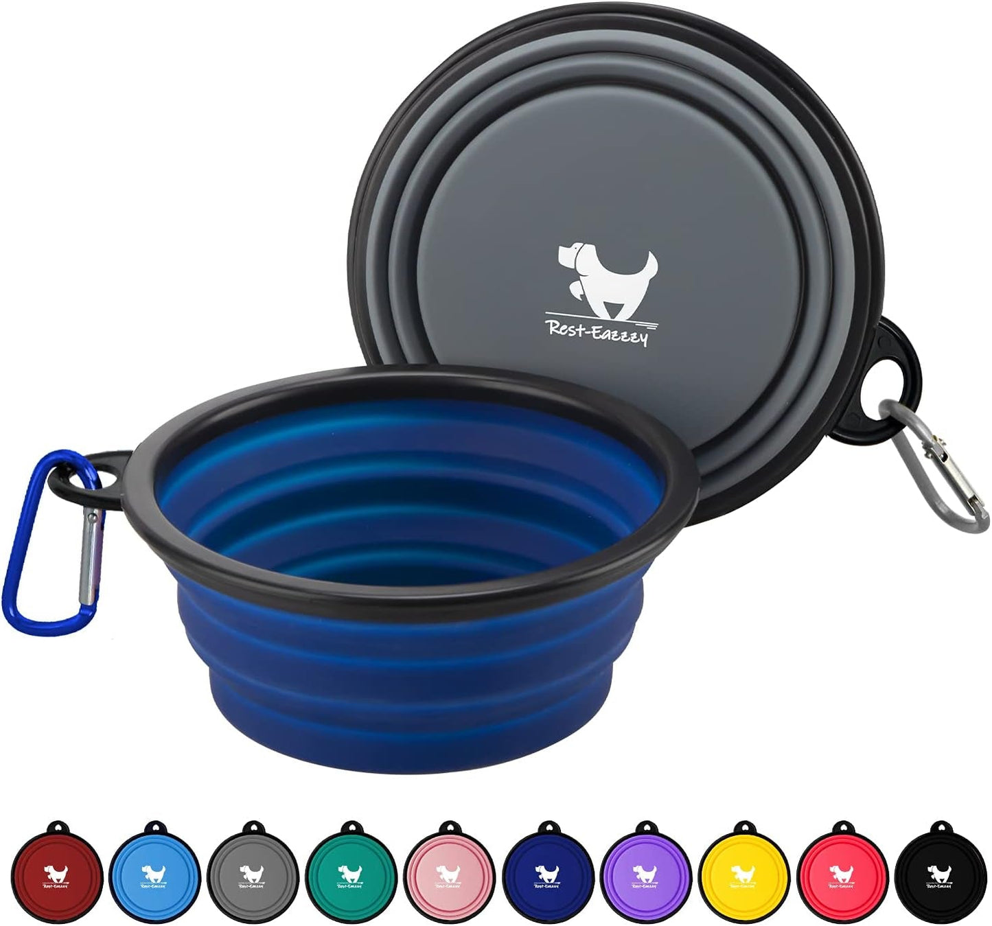 Collapsible Dog Bowls for Travel, 2-Pack Dog Portable Water Bowl for Dogs Cats Pet Foldable Feeding Watering Dish for Traveling Camping Walking with 2 Carabiners, BPA Free