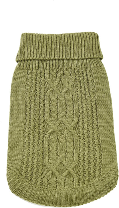 Cat Sweater 16 Color Turtleneck Knitted Sleeveless Dog Sweater Warm Winter Kitten Clothes Outfits for Cats or Small Dogs in Cold Season(Medium, Olive Green)