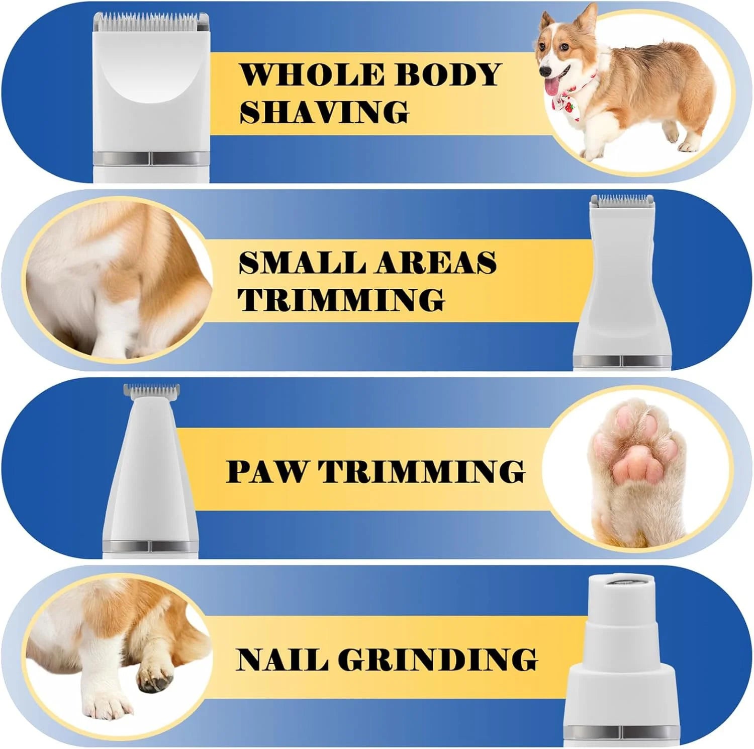 Dog Clippers,  Low Noise Dog Grooming Clippers Rechargeable Cordless Dog Grooming Kit for Dogs Cats Pets