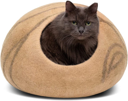 Cat Cave – Premium Felt Cat Bed for Indoor Cats, Handmade 100% Merino Wool (Light Shades) (Medium, Aquamarine)