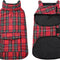 Plaid Dog Fleece Vest, Reversible Warm Dog Clothes, Winter Dog Coat for Cold Weather, Dog Fleece Jacket with Pockets, Sweaters for Small Medium Large Dogs Christmas Costume