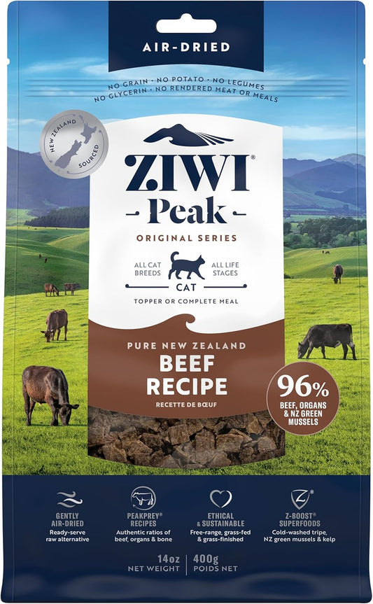 Peak Air-Dried Cat Food – Beef - All Natural, High Protein, Grain Free, Limited Ingredient W/ Superfoods (14Oz)