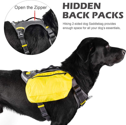 Dog Harness, Multi-Functional No-Pull Pet Vest Harness with Saddle Bags Backpack, Front Leash Clip, Adjustable Soft Padded Reflective No-Choke Dog Vest Heavy Duty for X-Large Dog, Xl,Black