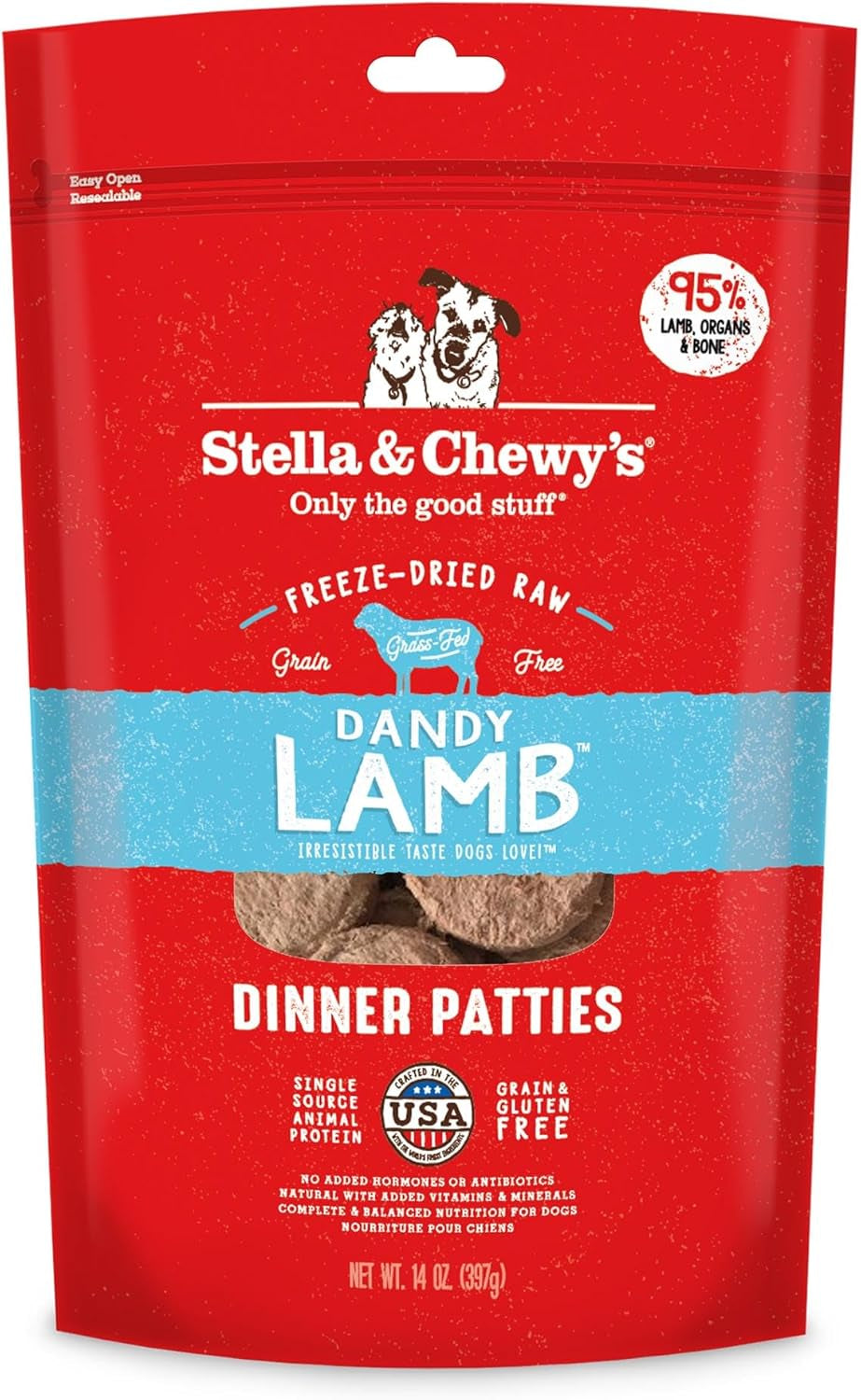 Freeze Dried Raw Dinner Patties – Grain Free Dog Food, Protein Rich Stella’S Super Beef Recipe – 14 Oz Bag