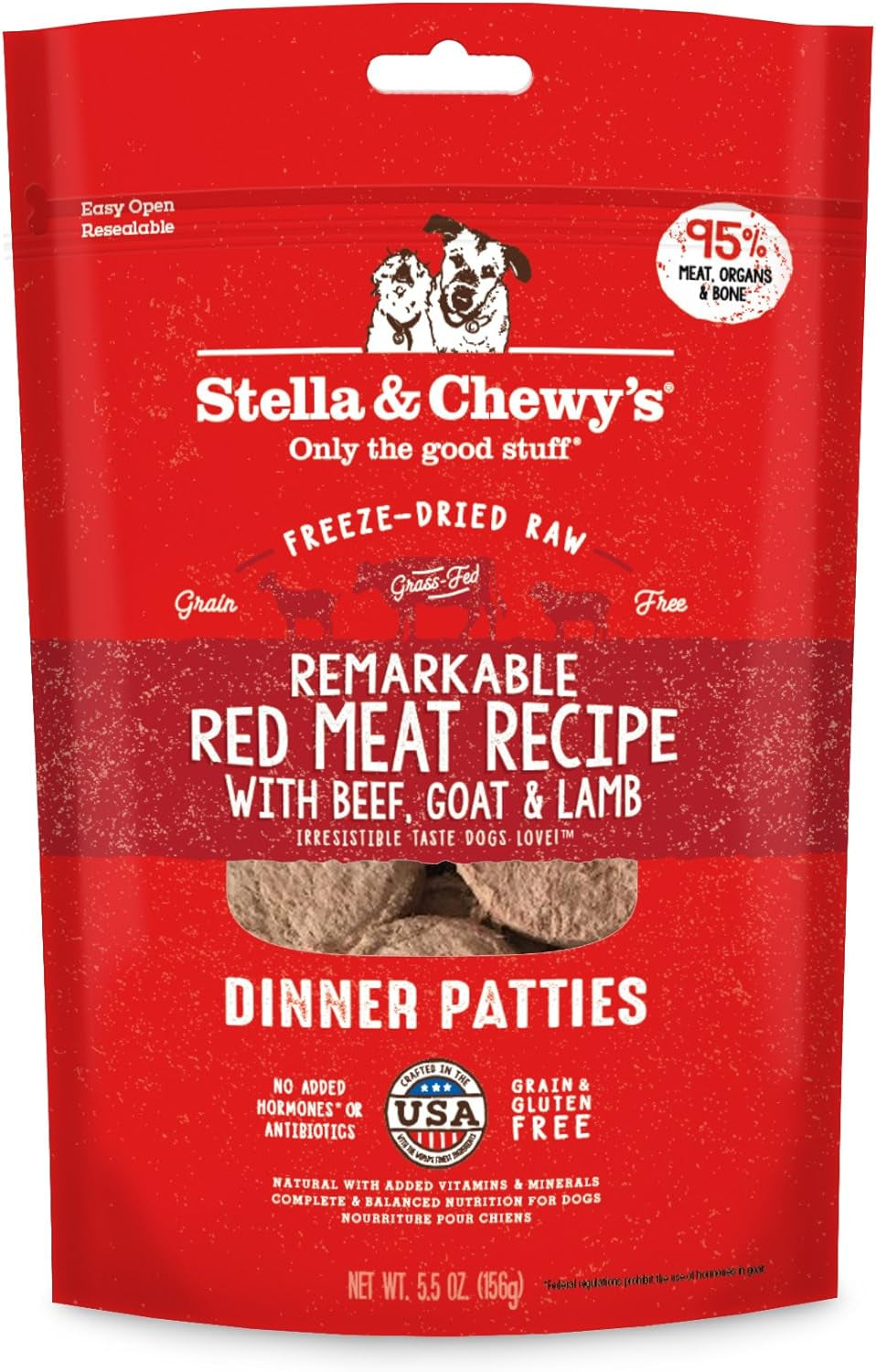 Freeze Dried Raw Dinner Patties – Grain Free Dog Food, Protein Rich Stella’S Super Beef Recipe – 14 Oz Bag