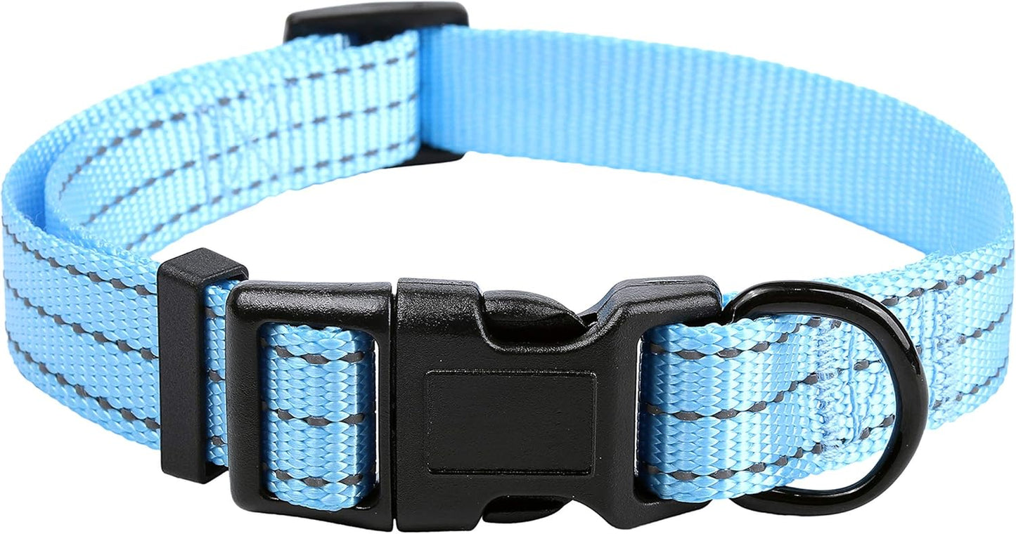 | Nylon Night Light Glow Collar for Medium Dogs | Reflective Band Cat Collar | Fluorescence Self-Luminescence Strap Puppy Collar | Safe Night Walk Collars for Dogs (Lime, S)