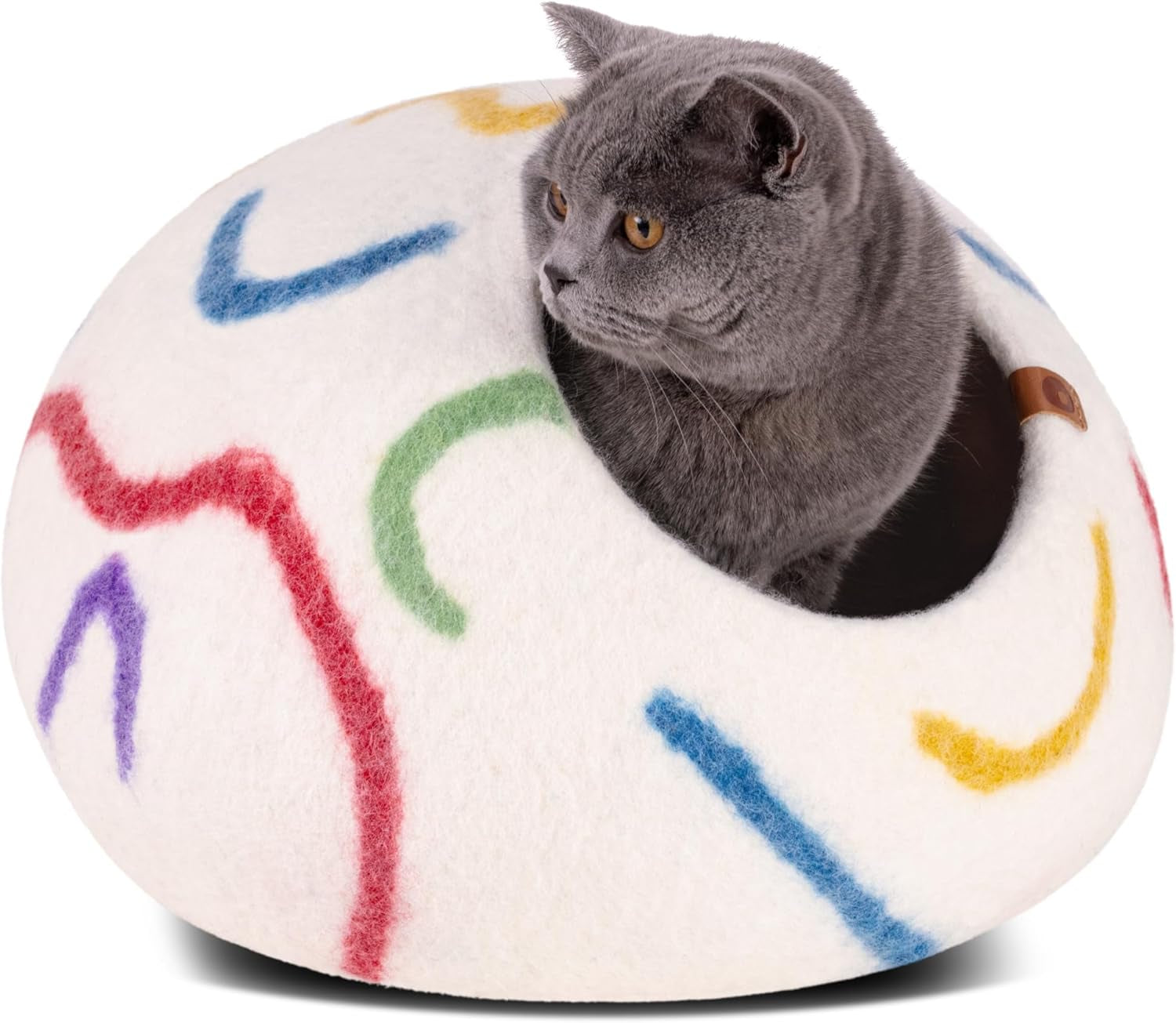 Cat Cave – Premium Felt Cat Bed for Indoor Cats, Handmade 100% Merino Wool (Light Shades) (Medium, Aquamarine)