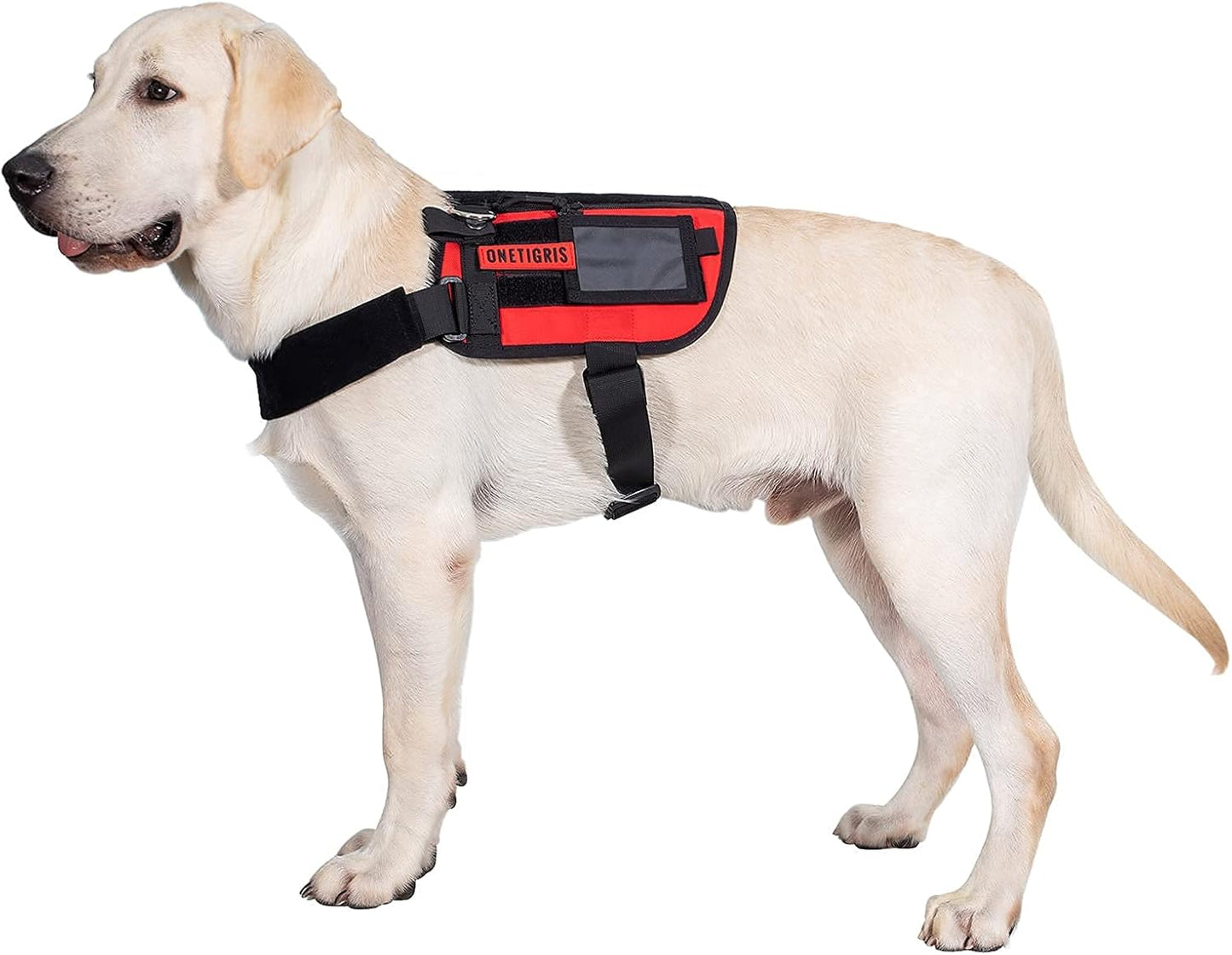 Service Dog Harness, Large Dog Harness Removable Neck Strap Compatible with Assistance Harness & Handle (Black, Short Version)