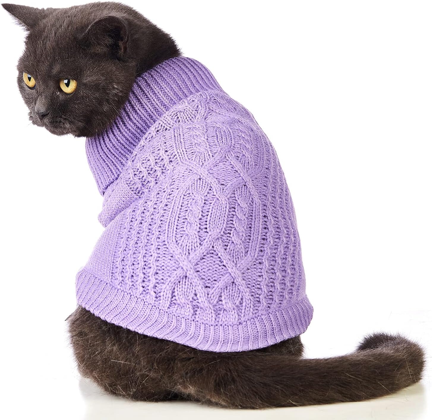 Cat Sweater 16 Color Turtleneck Knitted Sleeveless Dog Sweater Warm Winter Kitten Clothes Outfits for Cats or Small Dogs in Cold Season(Medium, Olive Green)