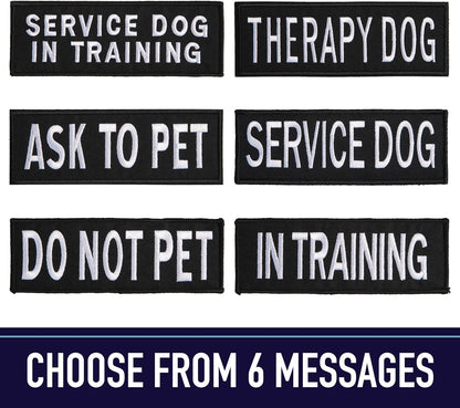 Service Dog Patches for Harness | Velcro Patches for Dog Harness or Vest | Do Not Pet Patch, Dog in Training, Service Dog, Emotional Support | Removable Hook and Loop Embroidered Patches