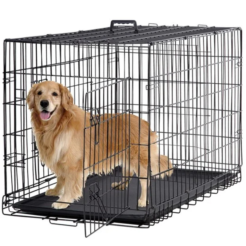 Double-Door Metal Dog Crate with Divider and Tray, X-Large, 48"L