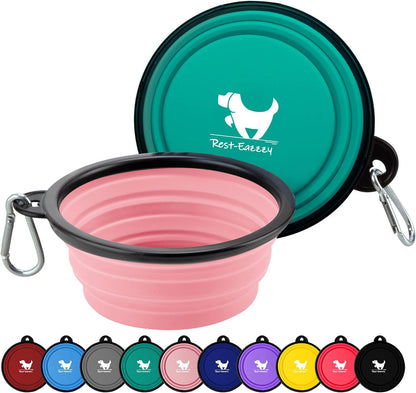 Collapsible Dog Bowls for Travel, 2-Pack Dog Portable Water Bowl for Dogs Cats Pet Foldable Feeding Watering Dish for Traveling Camping Walking with 2 Carabiners, BPA Free