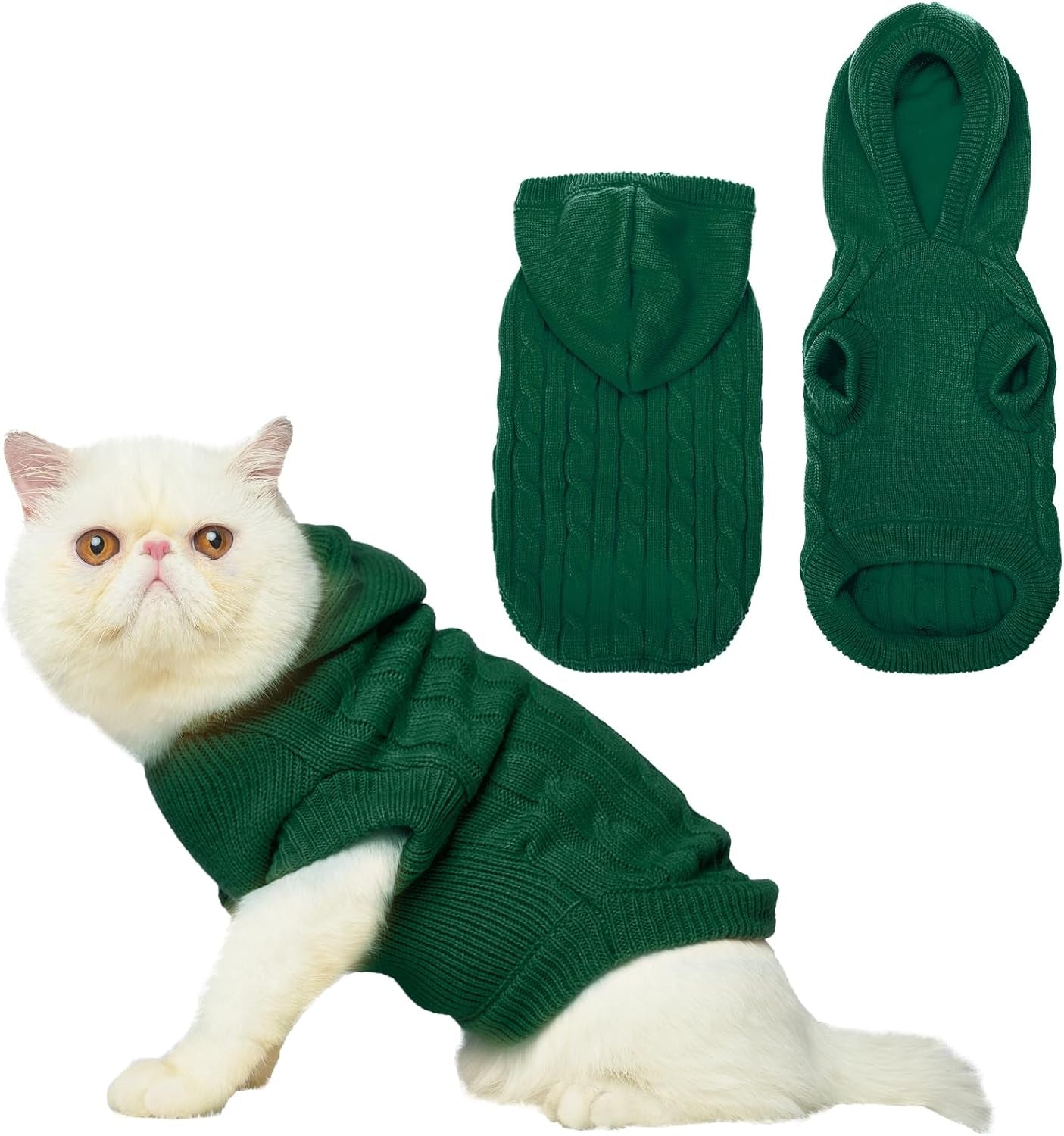 Winter Dog or Cat Sweater Coat - Soft Cold Weather Clothes Knitwear for Kitties & Small Dogs Indoor Outdoor Walking Warm, Knitted Classic for Doggies Kitties Girls Boys, Cream M