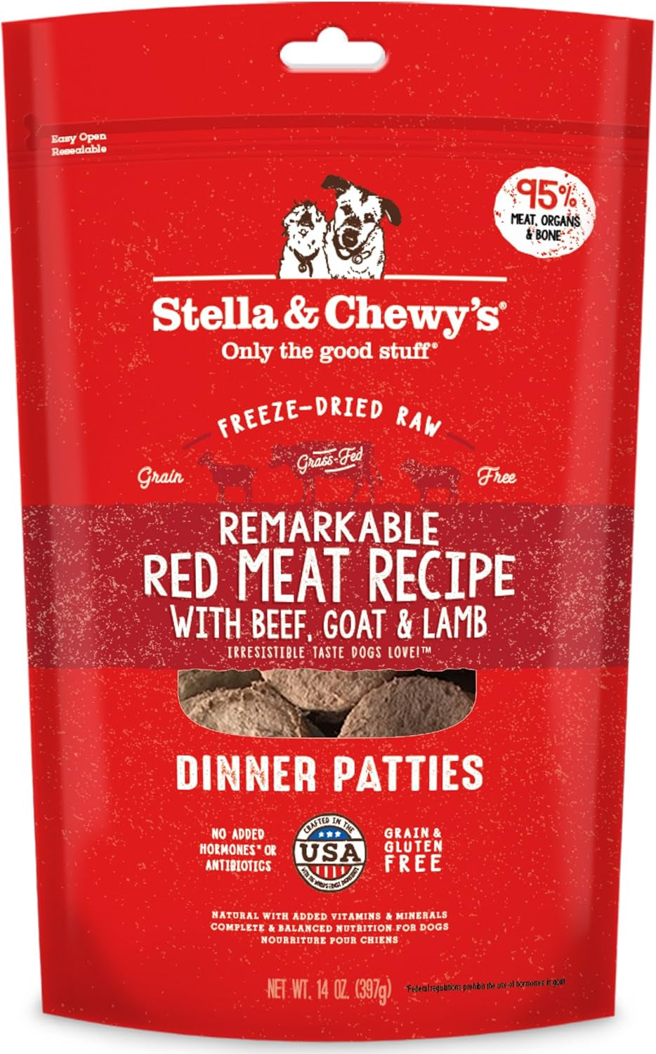 Freeze Dried Raw Dinner Patties – Grain Free Dog Food, Protein Rich Stella’S Super Beef Recipe – 14 Oz Bag