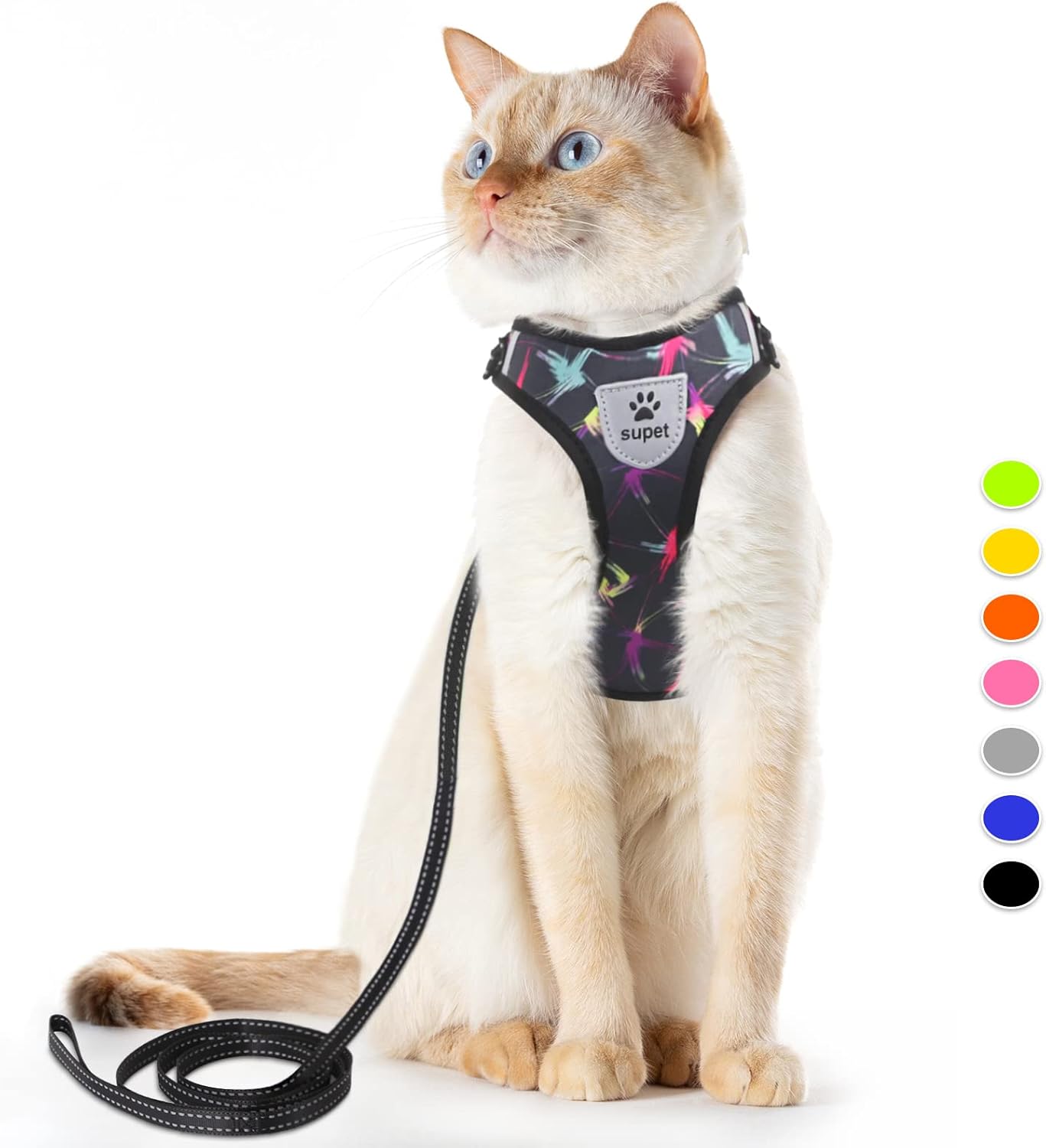 Cat Harness and Leash Escape Proof, Adjustable Breathable Cat Vest Harness with Reflective Trim, Cat Leash and Harness Set for Large Small Cats Kittens Puppies