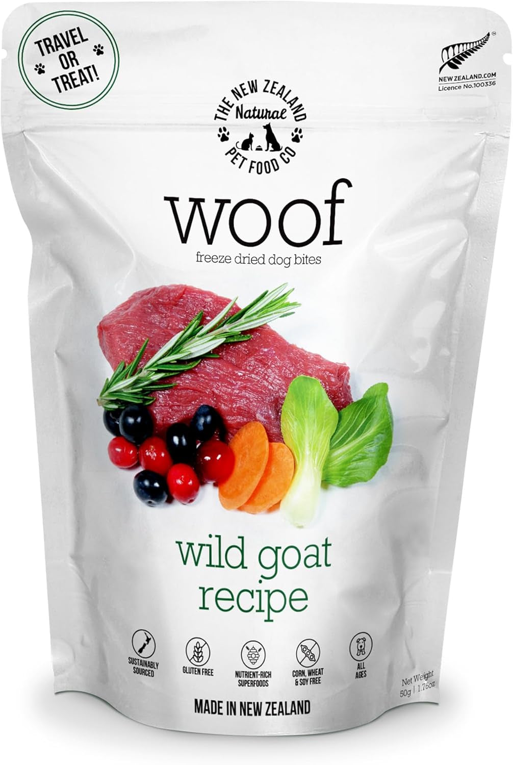 WOOF Freeze Dried Dog Food - Wild Brushtail Recipe, High Protein Dog Treats, Dog Food Toppers & Meals, 2.2 Lb