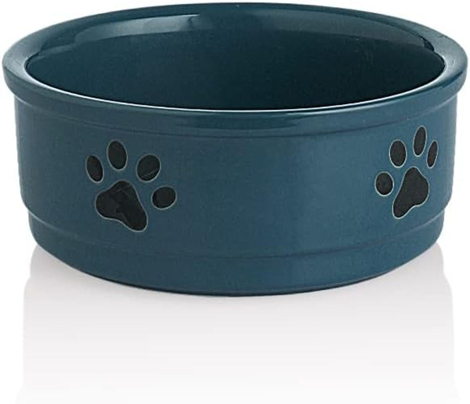 Ceramic Dog Bowls with Bone Pattern, Dog Food Dish for Large Dogs, Porcelain Pet Bowl for Water 70 Fl Oz (Gray)