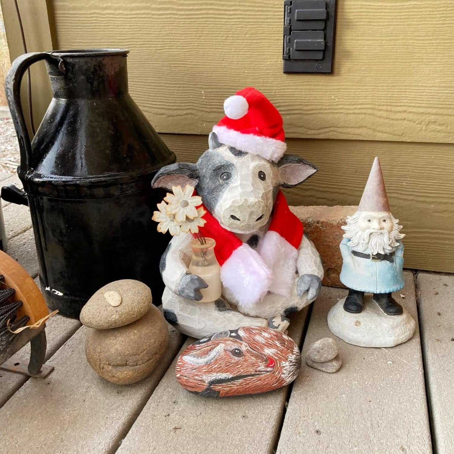 Christmas Cat Hats Costume, Santa Hat with Red Scarf for Cats Small Dogs, Rabbit Christmas Hat Outfit, Small Xmas Apparel for Statue, Toys Decoration