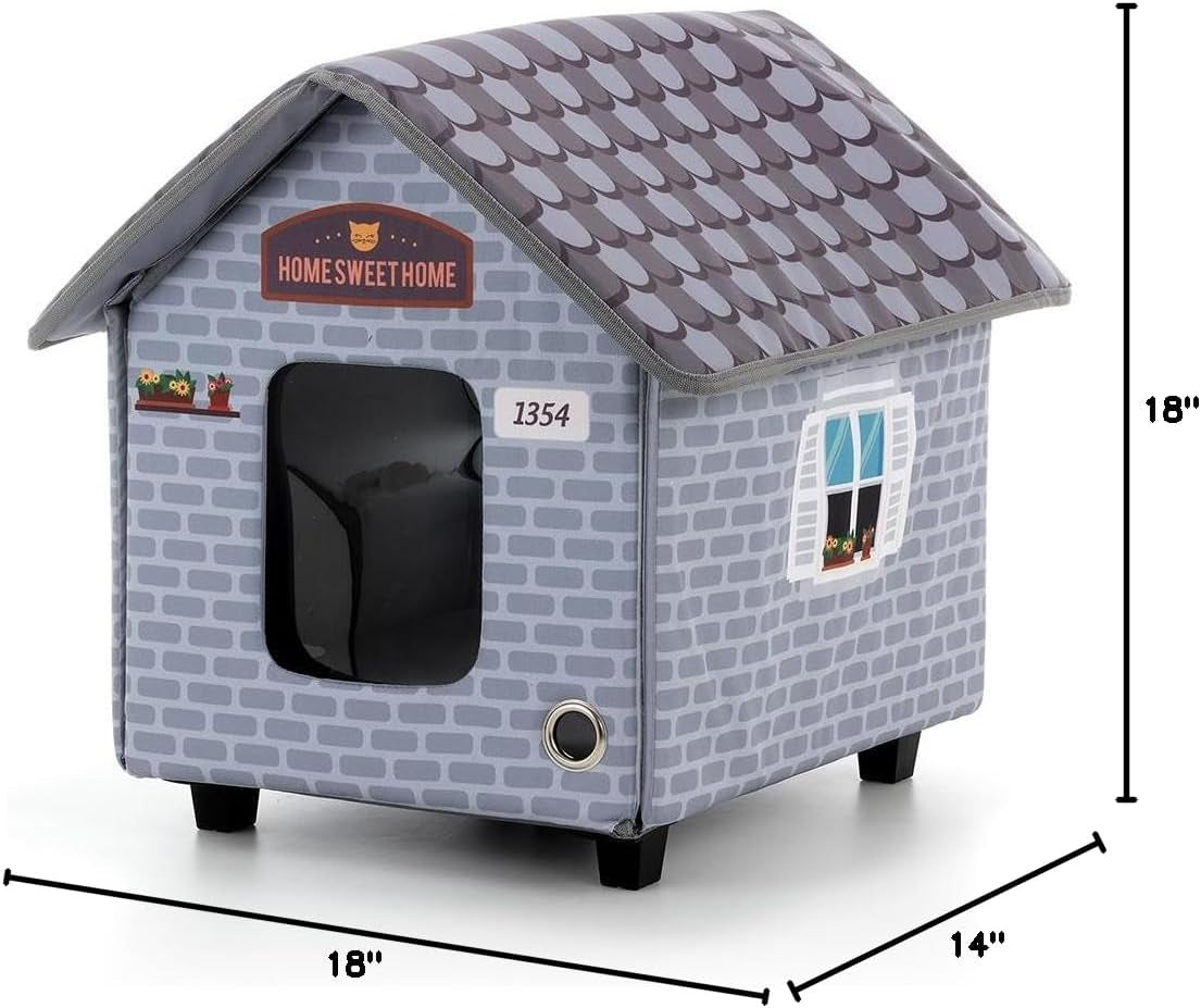 Weatherproof Heated Cat House for Outdoor Cats in Winter - Easy to Assemble Outdoor Heated Cat House