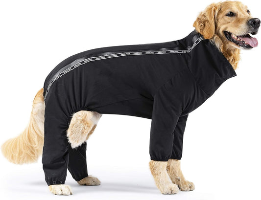 Dog Slush Suit Dog Bodysuit for Rain and Snow Full Body Dog Suit Water-Resistant Dog Onesie (Black, 16 (15-17" Back Length))