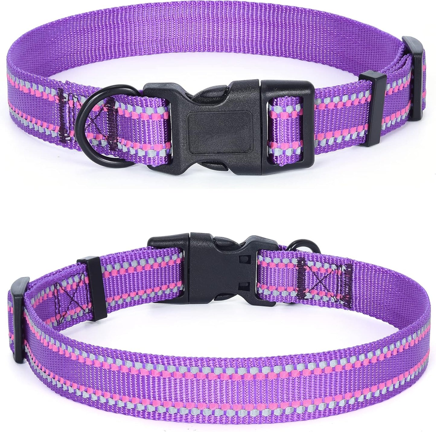 | Nylon Night Light Glow Collar for Medium Dogs | Reflective Band Cat Collar | Fluorescence Self-Luminescence Strap Puppy Collar | Safe Night Walk Collars for Dogs (Lime, S)