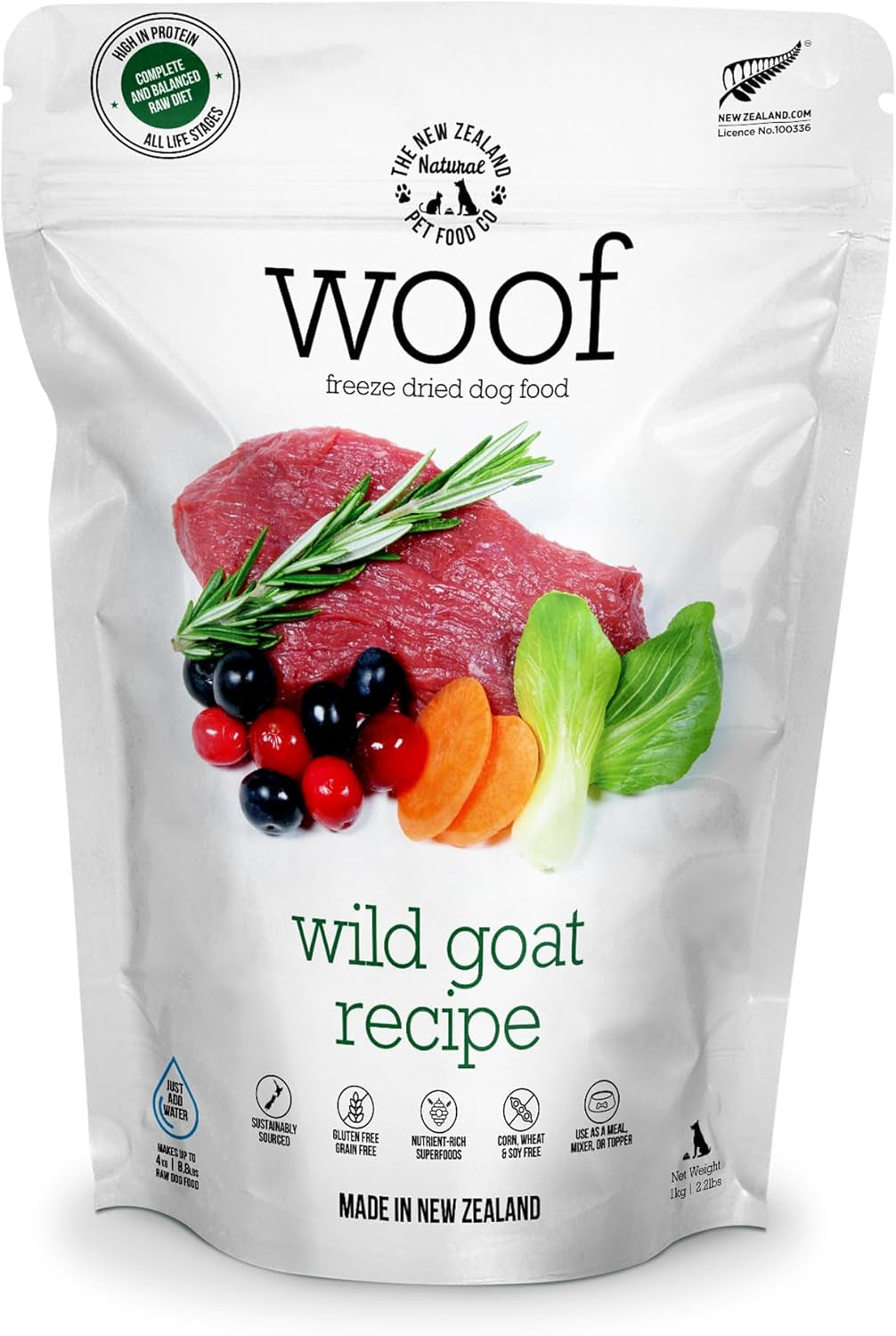 WOOF Freeze Dried Dog Food - Wild Brushtail Recipe, High Protein Dog Treats, Dog Food Toppers & Meals, 2.2 Lb