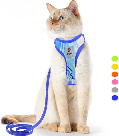 Cat Harness and Leash Escape Proof, Adjustable Breathable Cat Vest Harness with Reflective Trim, Cat Leash and Harness Set for Large Small Cats Kittens Puppies